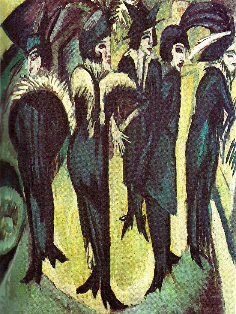 Ernst Ludwig Kirchner fem kvinnor pa gatan